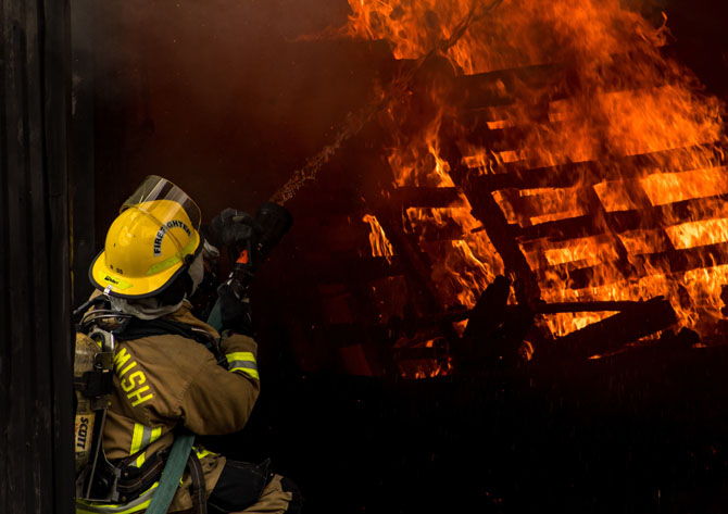 Firefighter Braving the Flames